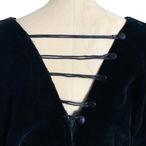 Vintage velvet lace up back beaded sequin dress - Picture 9 of 16